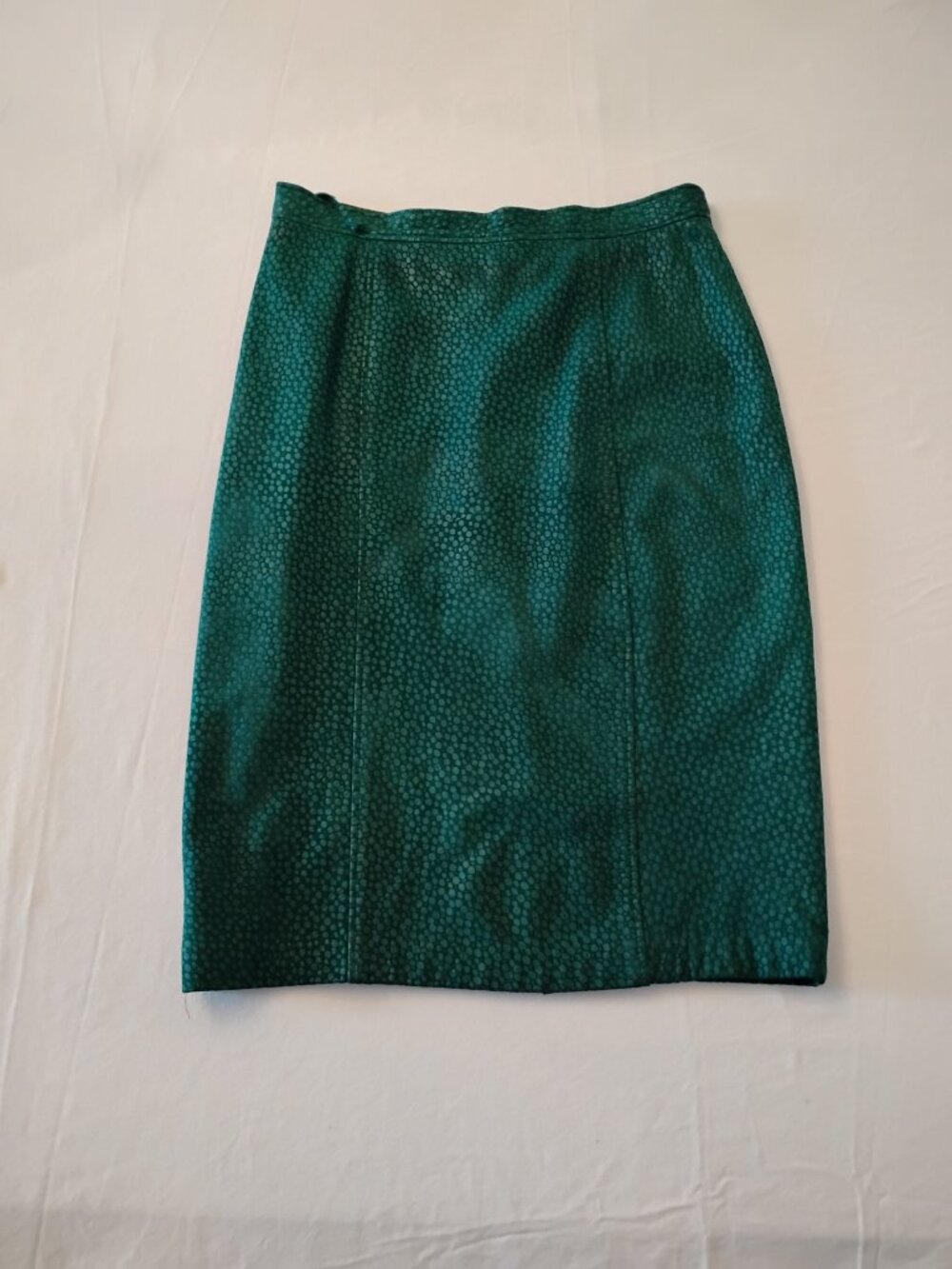 Dominic Bellissimo Lindzon Green Leather Pencil Skirt Size 12 Vintage
